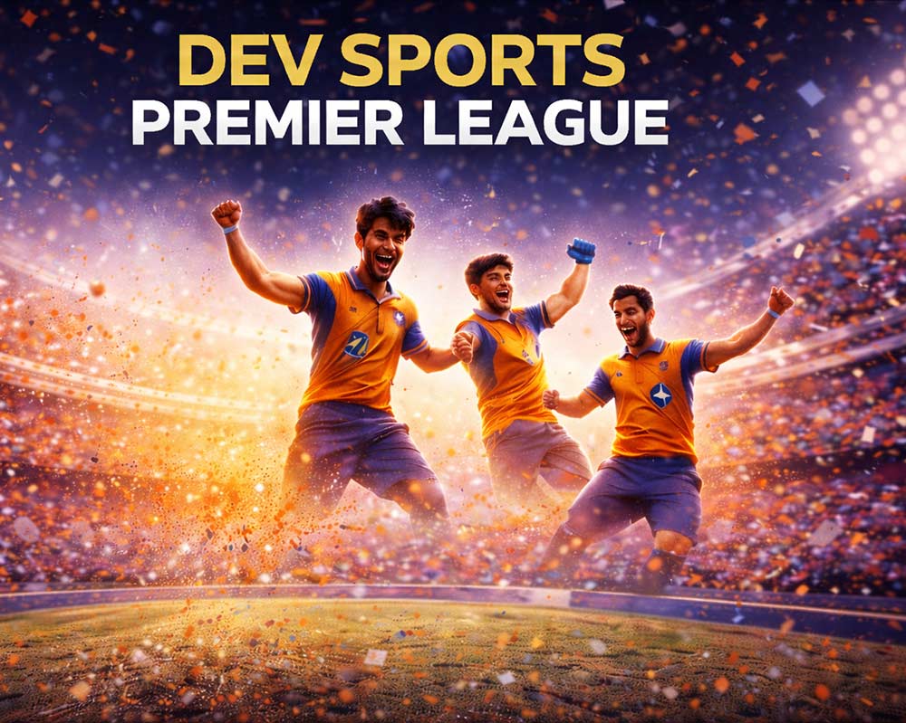 Players at Dev Sports Premier League cricket league